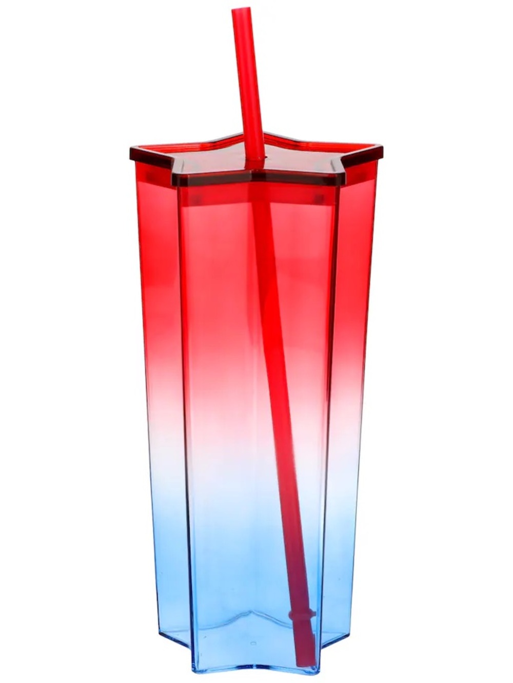 Star-Shaped Large Tumbler With Straw - Red, White & Blue